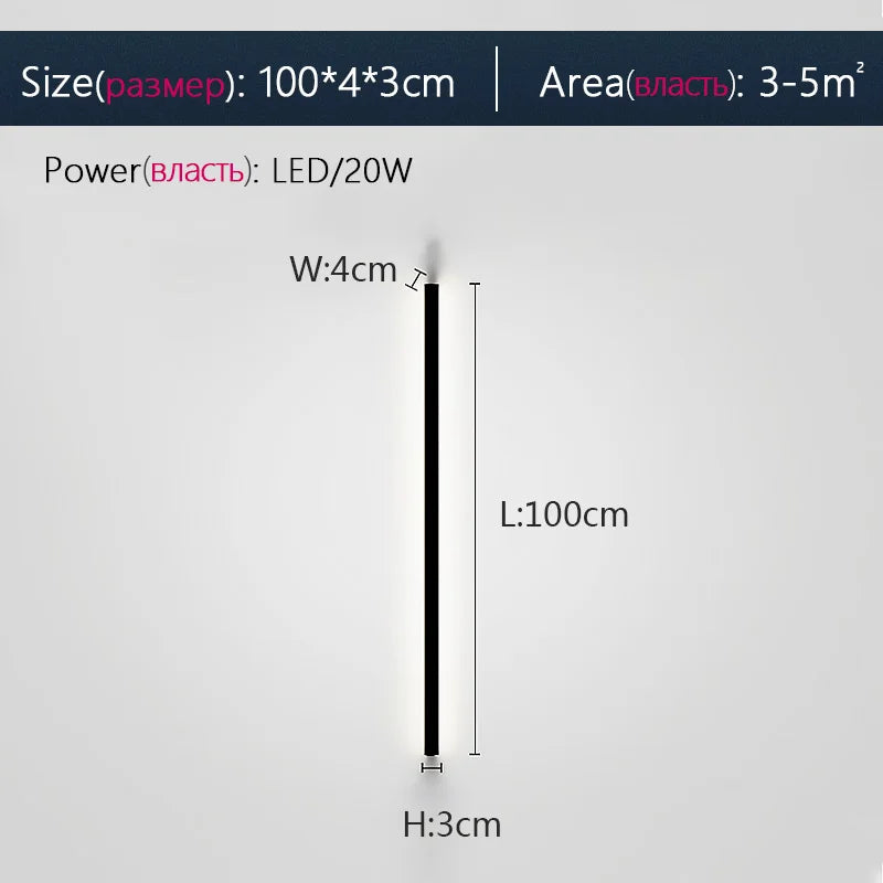 Black LED Wall Lamp for Bedroom Living Room Aisle Sofa Background