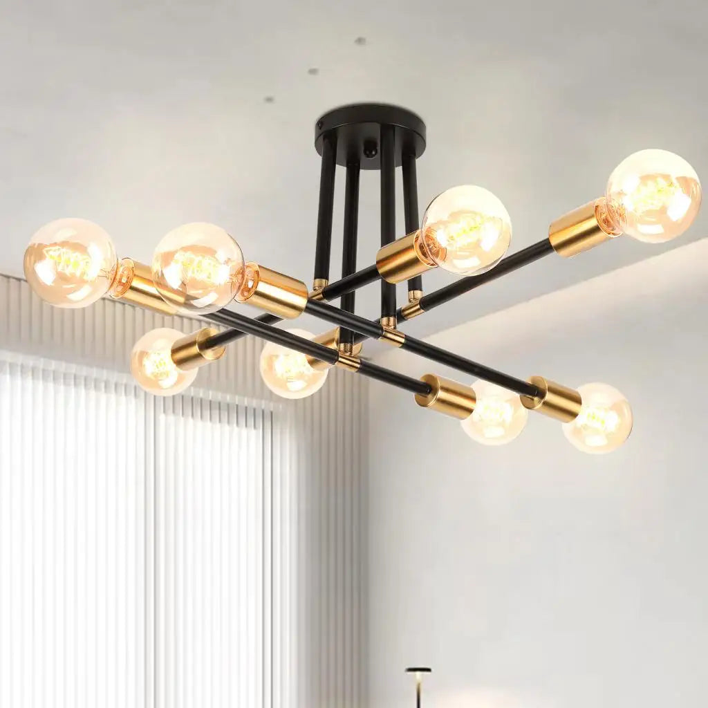 Nordic Minimalist LED Ceiling Chandelier Black Gold for Living Rooms Bedrooms