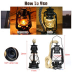 Vintage Kerosene Pendant Light Fixture with Hemp Rope for Home Decor