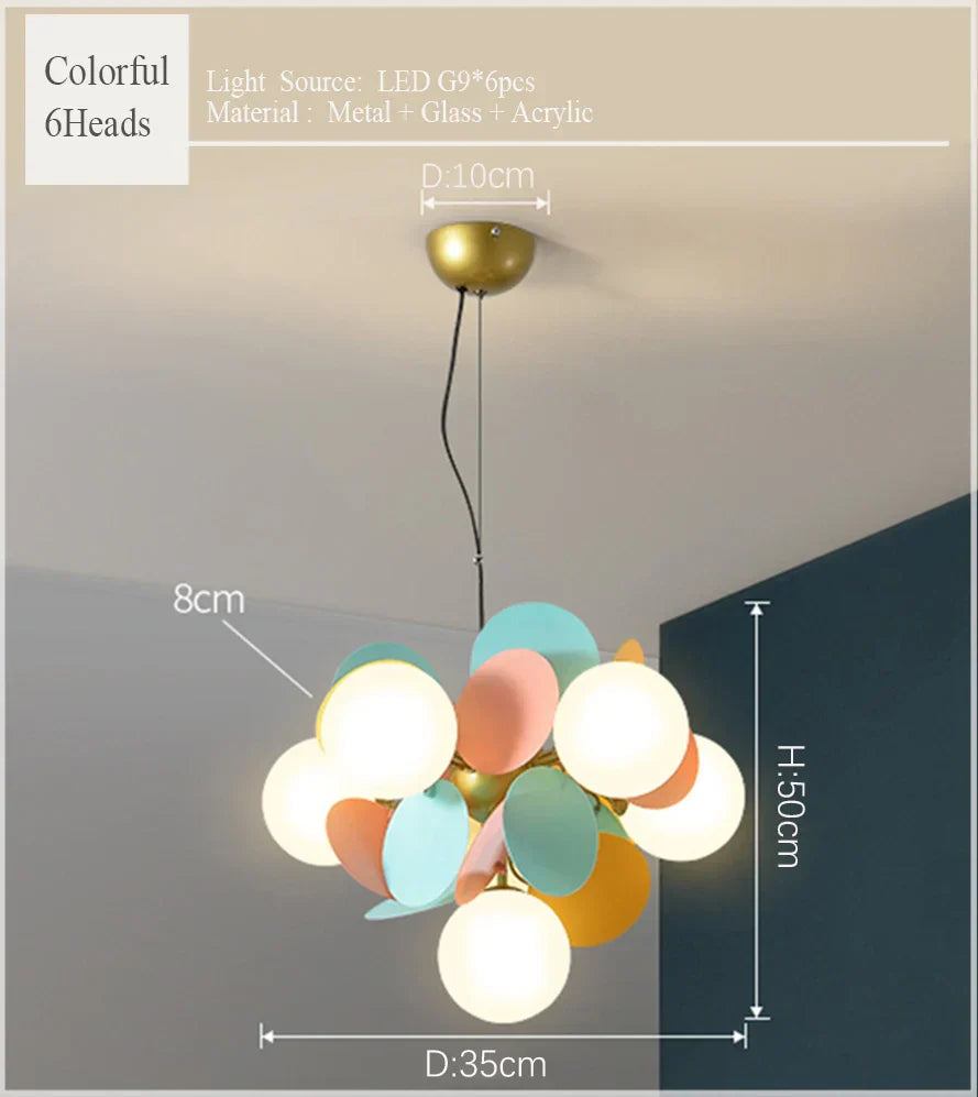 Scandinavian Chandelier: Colorful Magic Bean Tree Branch Light for Living Room