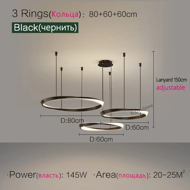 Modern Minimalist Ring Chandelier for Living Room, Bedroom, and Restaurant