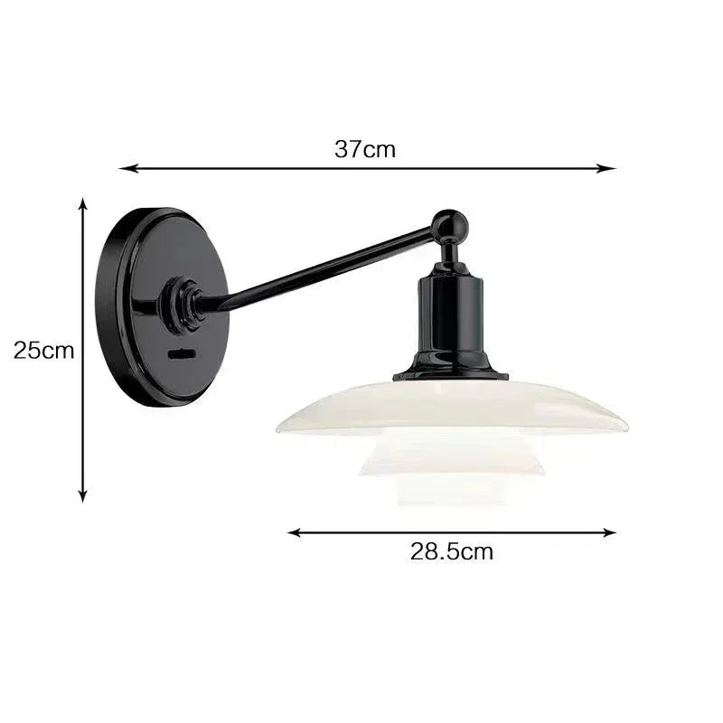 Glass Wall Lamp Danish Design Chrome Light E27 for Home Decor & Living Room