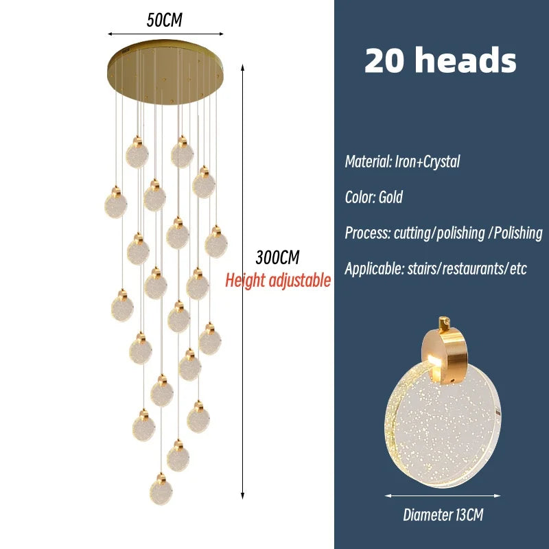 Crystal Spiral Chandelier LED Modern Minimalist Staircase Living Room Light