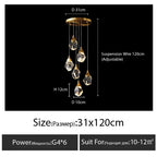 Diamond Crystal Chandelier Staircase LED Large Living Room Hall Lighting