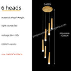 Wooden Chandelier: Modern LED Staircase Hanging Light