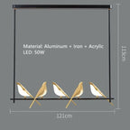 Gold Magpie Bird Ceiling Chandelier: Modern Home Interior Lighting for Living Dining Kitchen