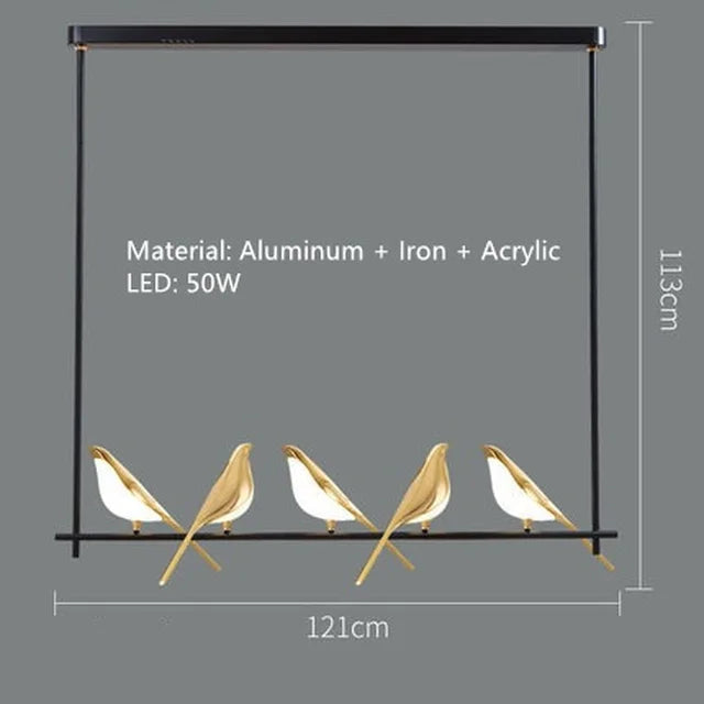 Gold Magpie Bird Ceiling Chandelier: Modern Home Interior Lighting for Living Dining Kitchen