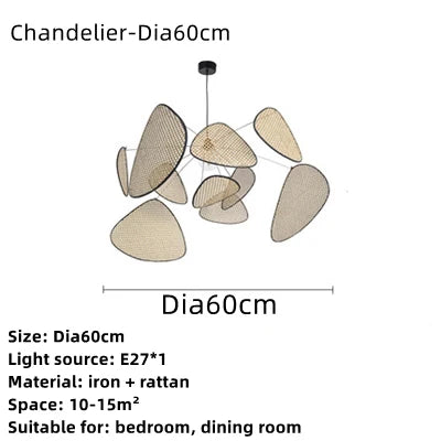 Hand Made Rattan Art Pendant Chandelier for Modern Living Room, Dining Room, Bedroom.