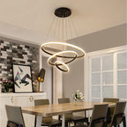 Modern Black LED Rings Circle Ceiling Pendant Chandelier for Living Room