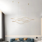 Minimalist River Chandeliers - Gold Lustre Aluminium Dimmable Pendant Lights