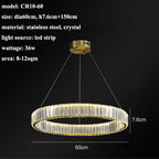 Luxury Steel Crystal Chandelier Dimmable LED Pendant Lights with Remote Control