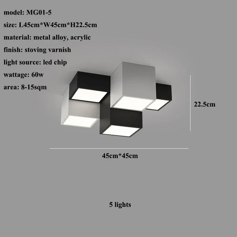 Nordic Black White LED Ceiling Lamp for Stylish Living Room, Bedroom, Office Lighting