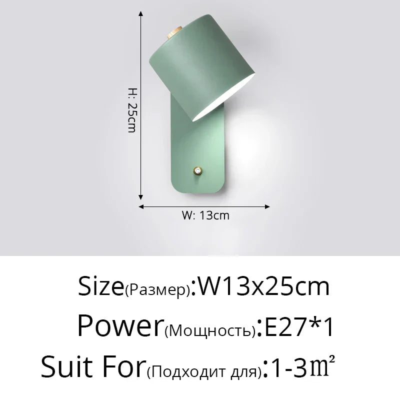 Rotatable Macaron Wall Sconce with Switch - Modern Nordic Design for Home Lighting