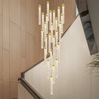Crystal Chandelier: Elegant LED Staircase Lamp for Deluxe Living Room Decor