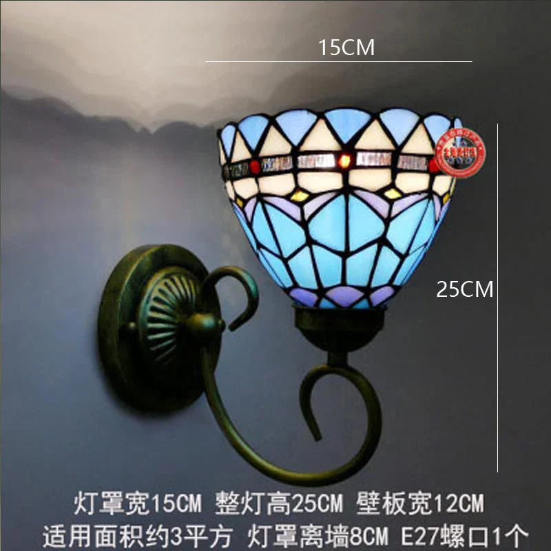 Stained Glass Mirror Wall Sconces for Home Lighting Decor