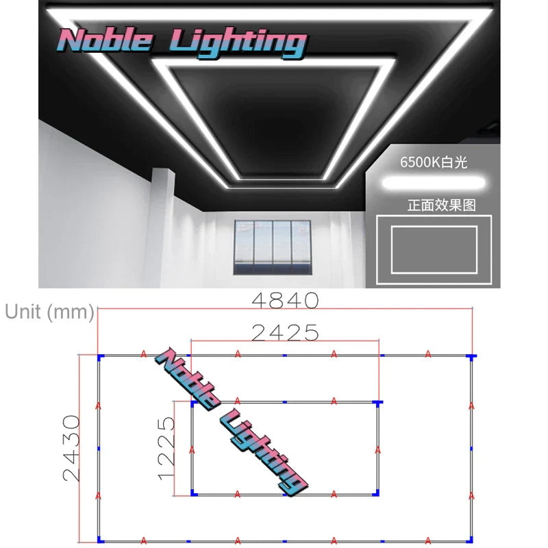 Rectangle Hexagon Led Light Bar for Auto Detailing Garage Ceiling