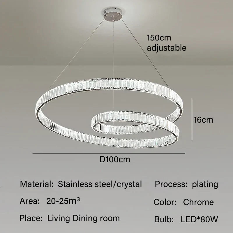 Modern Luxury LED Crystal Pendant Chandelier for Living and Dining Room
