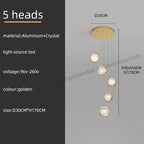 Crystal Ball LED Rotating Stair Chandelier - Nordic Luxury Loft Bubble Design