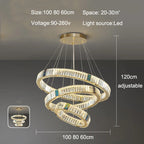 Luxury Golden Crystal Round Ceiling Chandelier with Remote Control LED Light