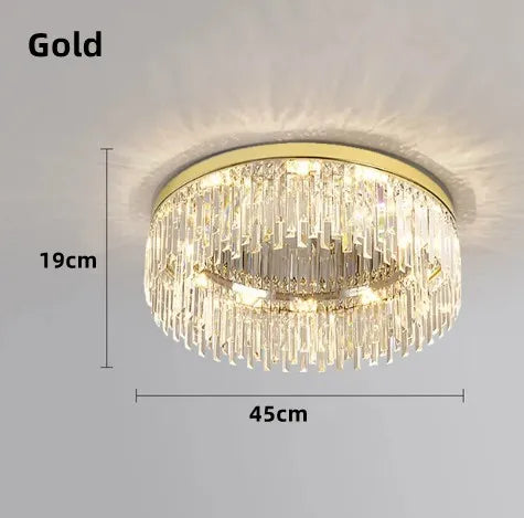 Luxury Crystal Round Black Gold Ceiling Chandelier for Bedroom Living Room Lighting