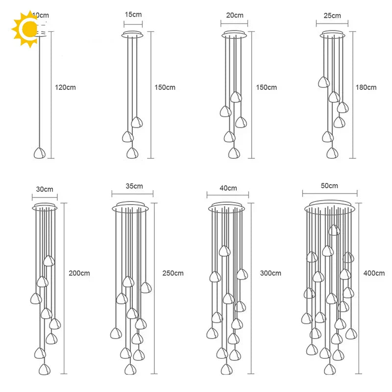 Crystal Ball Chandelier: Long Adjustable Staircase Pendant Light perfect for Home & Restaurant