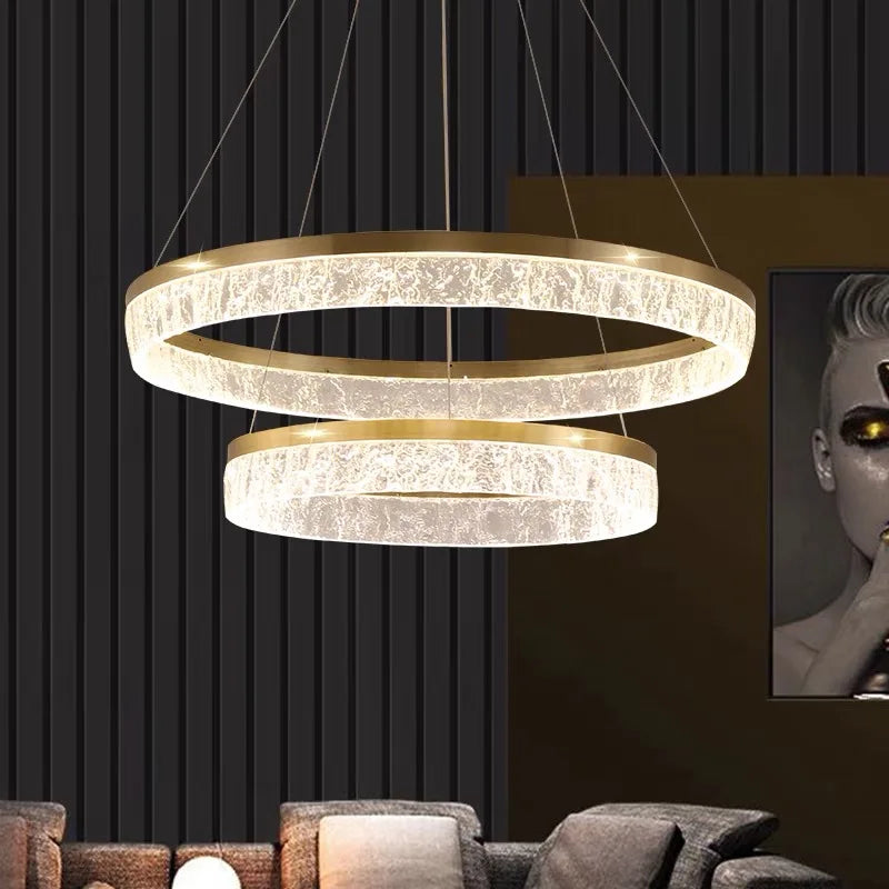 Luxury Nordic Chandelier Ring Ceiling Lamp for Modern Villa Living Room