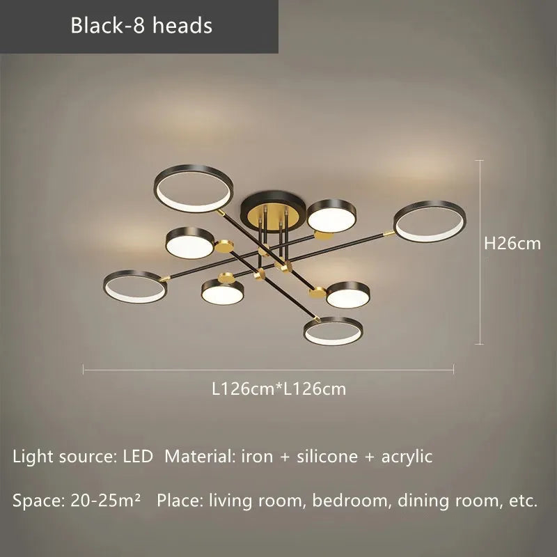 Gold Frame LED Remote Control Dimmable Ceiling Lamp for Living Room, Dining, Bedroom