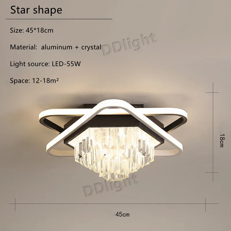 Crystal Industrial Pendant Lamps Set for Modern Living Room Bedroom Kitchen Decor