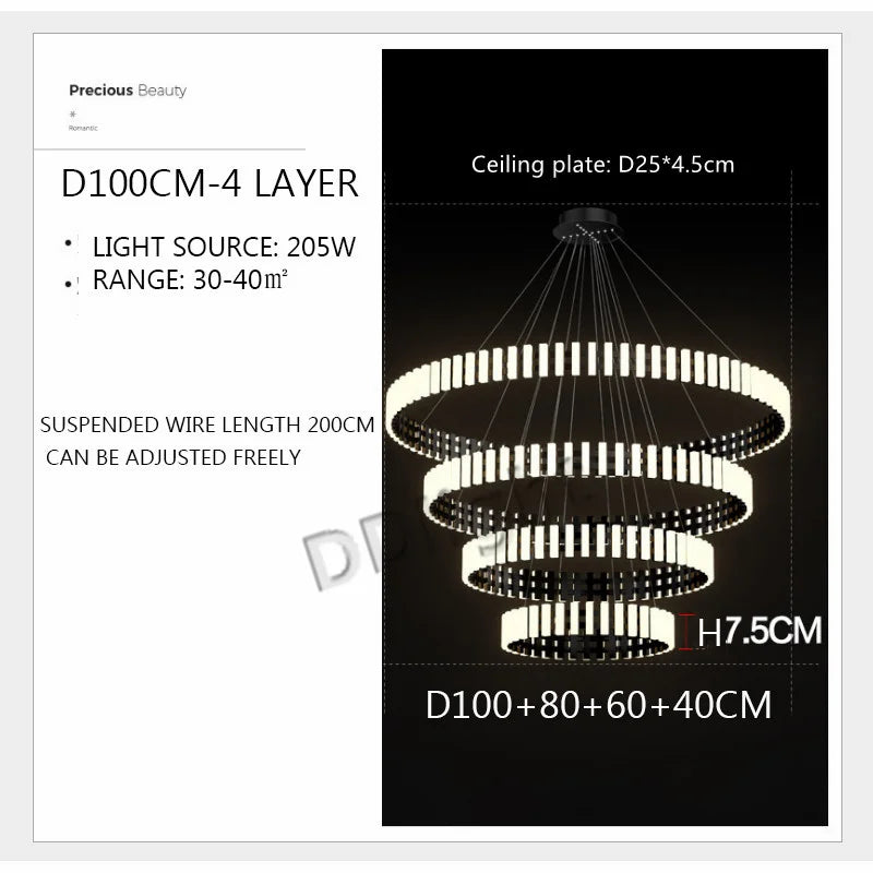 Modern Circle Chandelier: Bright 360° Lighting for Living Room, Kitchen & Bedroom