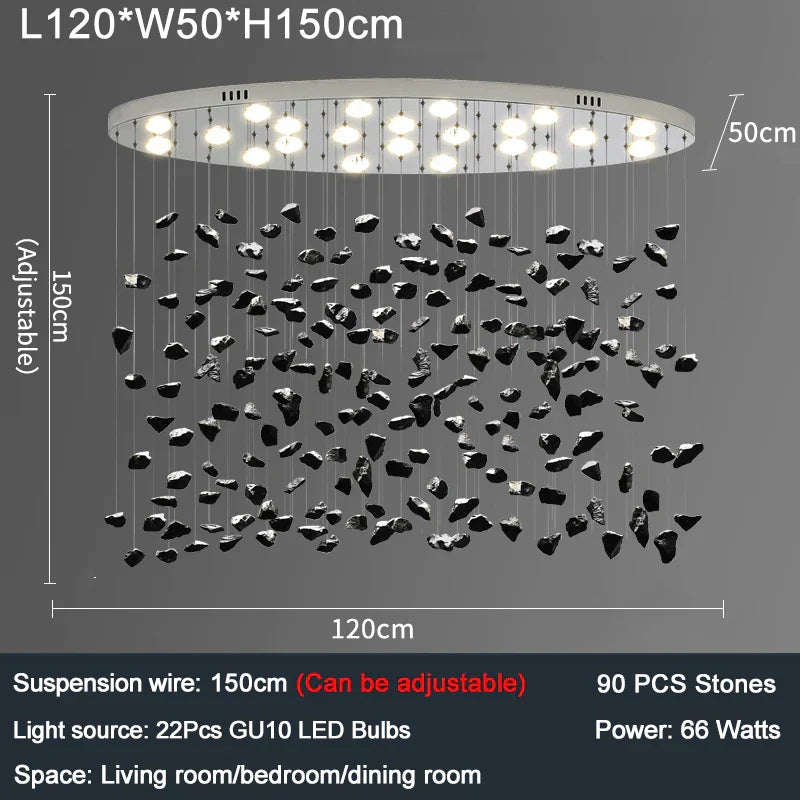 Colorful Crystal Stone Chandelier - Oval Lustre LED Home Decor Lighting