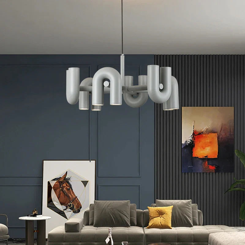 U-shaped Iron Chandelier Modern Minimalist LED Lighting for Home and Restaurant