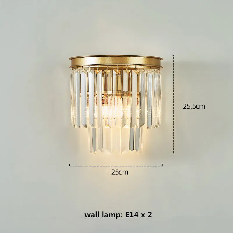 Retro Gold Black Metal Crystal Pendant Lights - Chain Hanging LED Lamp Fixtures