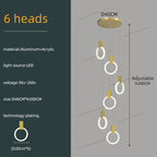 Modern Luxury Gold\Black Acrylic Loft Chandelier