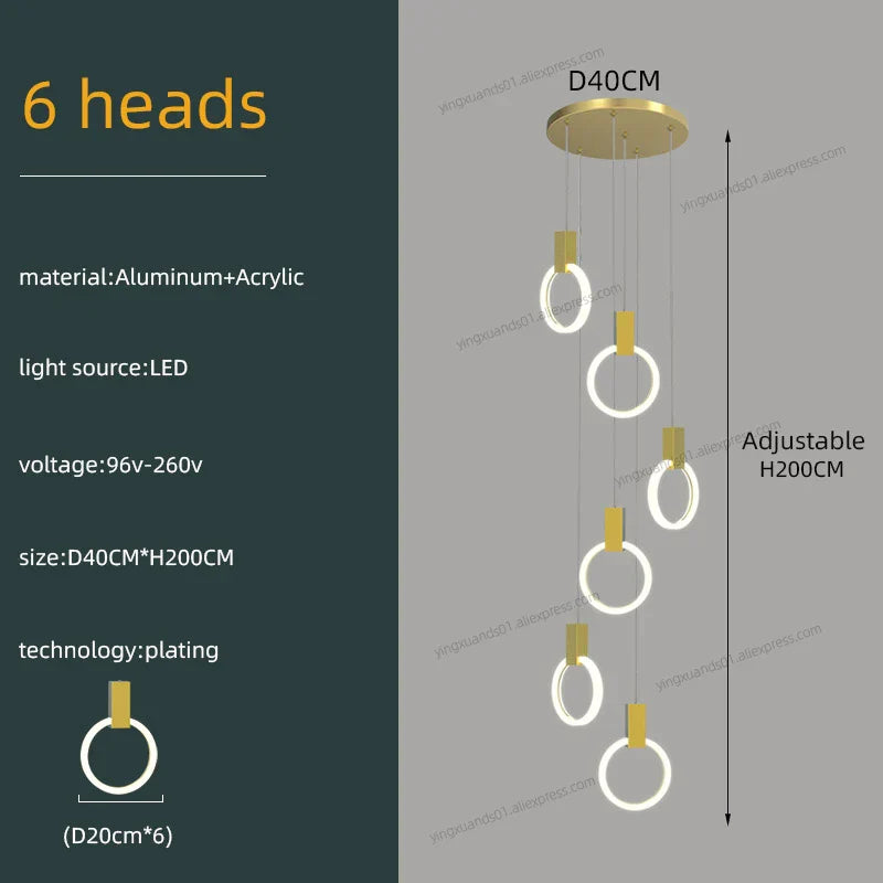 Modern Luxury Gold\Black Acrylic Loft Chandelier