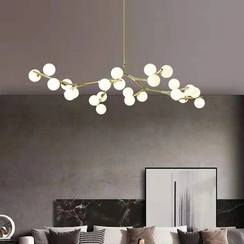 Black Gold LED Glass Ball Chandelier for Living Room, Kitchen, Bedroom Décor