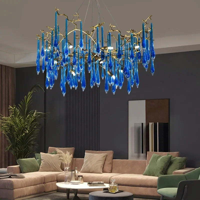 Copper Crystal Chandelier: Customizable LED Lighting for Luxury Living Rooms
