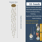 Gold Crystal Raindrop Chandelier for Staircase Foyer