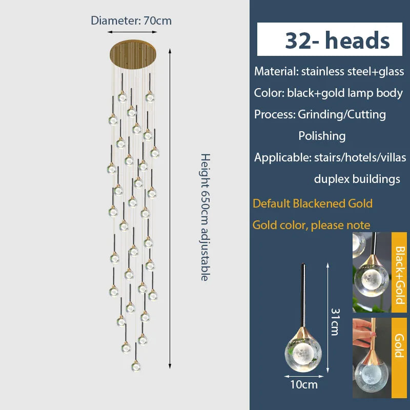 Gold Crystal Raindrop Chandelier for Staircase Foyer