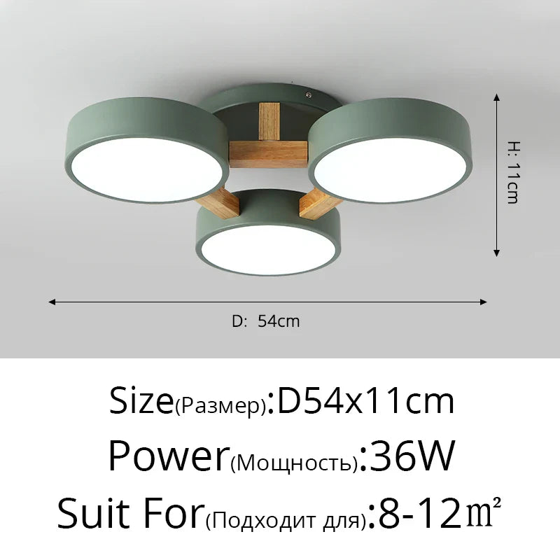 Nordic Style Wood Art LED Chandelier for Bedroom Living Room Ceilings