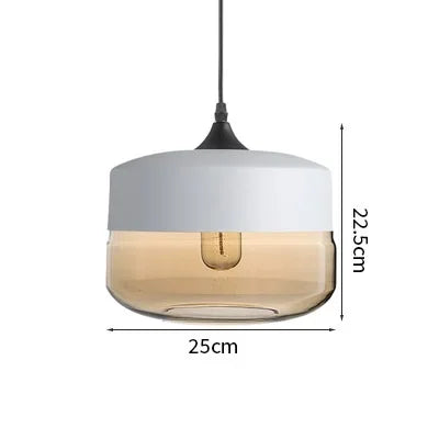 Wood Color Glass LED Pendant Light for Bedroom Dinning Living Room