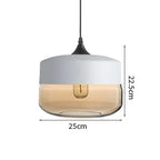 Wood Color Glass LED Pendant Light for Bedroom Dinning Living Room