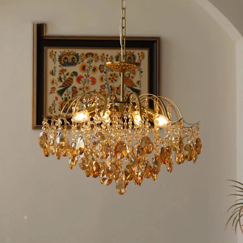 Retro Crystal Chandelier Pendant Light for Home Decor Luxe Living Room Bedroom