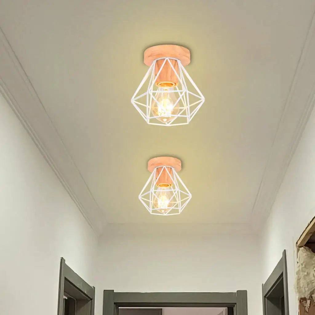 Vintage Industrial Wood Ceiling Lights Retro Loft Plafonniers for Home Decor