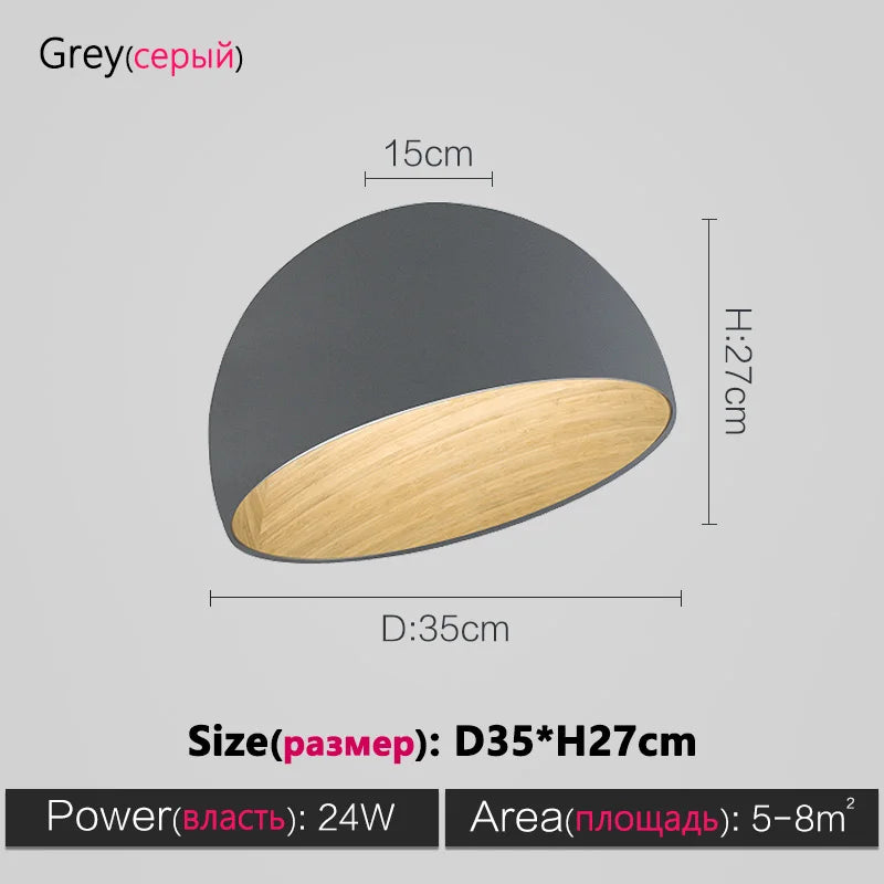 Nordic Wood Grain Ceiling Lamp for Living Room Bedroom, Minimalist Designer Art Lighting