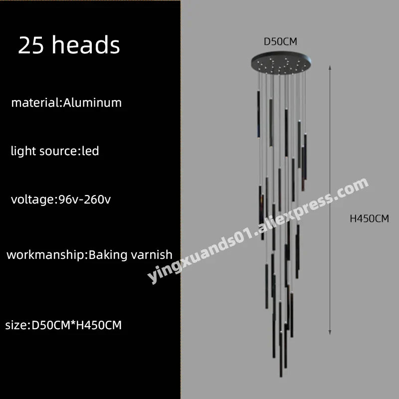 LED Chandelier Stairs Pendant Ceiling Lamp for Hotel Lobby Decor