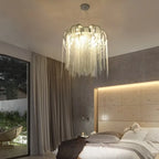 Nordic Tassel Chain Chandelier Chrome Metel Luxury Light for Living Room