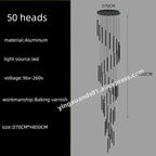 LED Chandelier Stairs Pendant Ceiling Lamp for Hotel Lobby Decor