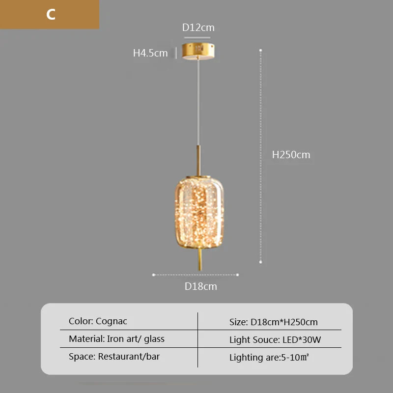 Modern Net Red Glass Bedside Chandelier with Luxury LED Lights