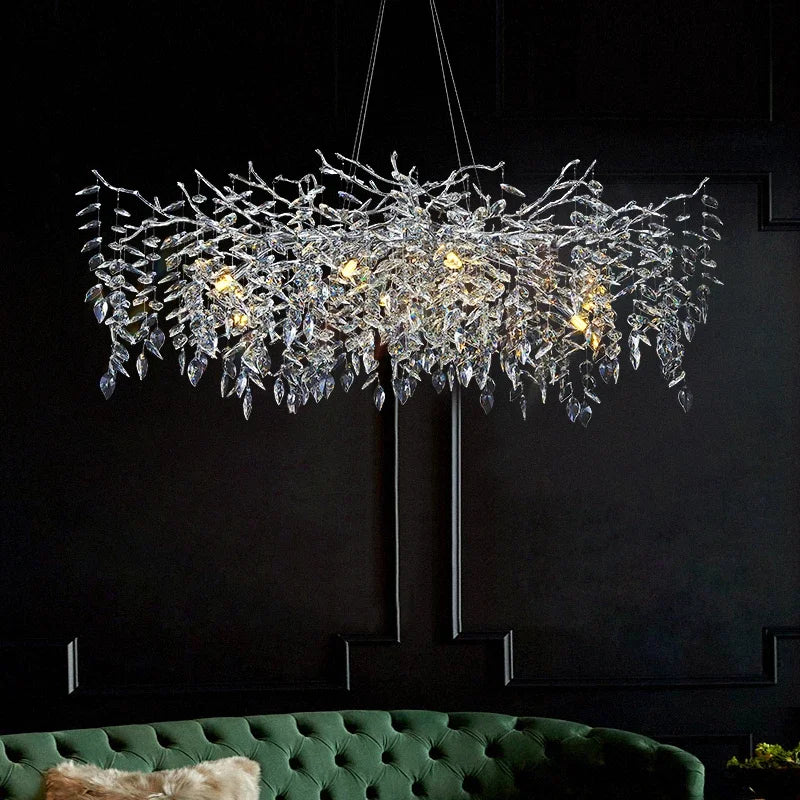 Crystal Pendant Chandelier Luxury LED Lighting Branch Design for Living and Dining Rooms