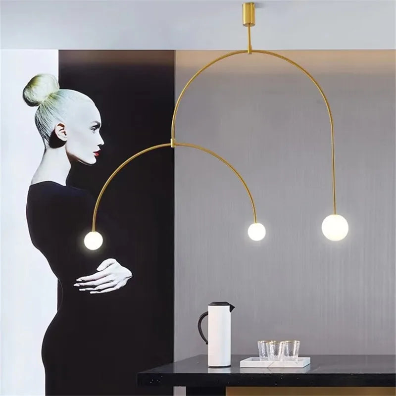 Black & Gold Minimalist Iron Chandelier - Modern Nordic Design Lighting